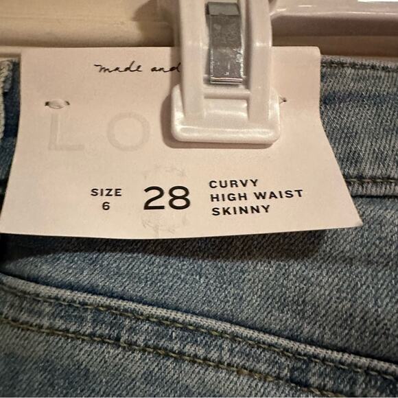 LOFT Curvy High Waist Skinny Jeans Blue Distressed NWT Size 6/28 6 28 - Picture 12 of 14